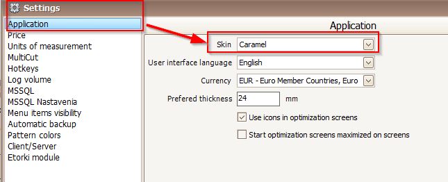 skins settings